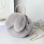 Plush Bag Female Oblique Cross Korean Version Lovely Portable Plush Bag Autumn Winter New Rabbit Ear Clip Mouth Bag