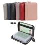 Customize Fashional Real Leather Name Id Holder Rfid Blocking Multiple Zip Bank Credit Card Holders Wallet Case
