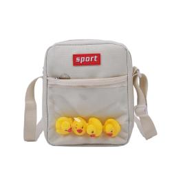 wholesale cheap mini canvas phone messenger bag with clear window custom transparent PVC ita bag