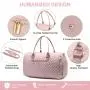 JFFD Quilted Travel Luggage Duffle Bag with Toiletry purse Carry on Overnight Bag with Shoe Compartment Weekender Bag for Women