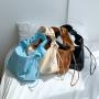 Wholesale New Drawstring Pleated Women'S Handbag Fashion Blue Women'S Shoulder Bag Soft Hand Nylon Bag