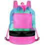 Gelory Custom Durable Adjustable Shoulder Strap Bag Beach Toys Large Mesh Polyester Drawstring Storage Bag for swimming gym toys