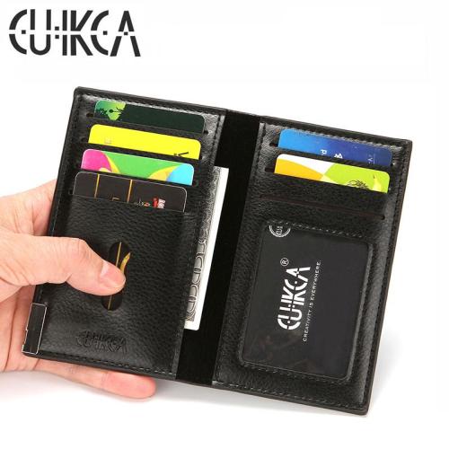 CUIKCA Fashion Lychee Pattern PU Leather Men's Wallet Business ID Bank Credit Card Holder ID & Card Holders Name Card Cases