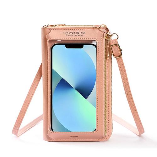 HR730 New Student Buckle Waterproof Small Bag Women's Heart Decorative Transparent Touchable Screen Simple Retro Phone Bag