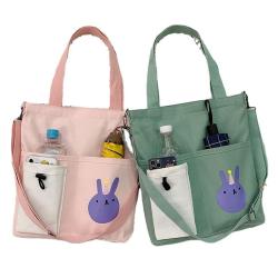 Custom Logo Wholesale Korean Style Women's Canvas Messenger Bag Simple Large Capacity Portable Shopping Bag Student Shoulder Bag