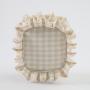 Keymay Hot Sale Rts Stock Cream Gingham Ruffle Cosmetic Bag Frilly Makeup Bag Checkered Makeup Bag Pleated Edge Pouch Cocmetic