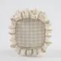 Keymay Hot Sale Rts Stock Cream Gingham Ruffle Cosmetic Bag Frilly Makeup Bag Checkered Makeup Bag Pleated Edge Pouch Cocmetic