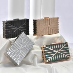 Wholesale chain shoulder bag women handbags fashion gold glitter box evening bags supplier new metal clutch bag pochette femme