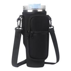 Hot Sale 40 OZ Neoprene Shoulder Strap Tumbler Cup Water Bottle Carrier Crossbody Sling Holder Bag with Zipper Phone Pocket