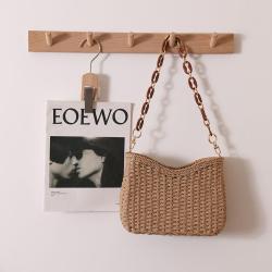 Summer women's bag new single shoulder solid color woven bag wholesale beach vacation bags women handbags ladies