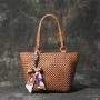 Vintage Summer Beach Woven Genuine Leather Real Cowhide Top Handle Tote Shoulder Bag Crossbody For Women