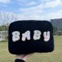 Keymay RTS Stock Winter Soft Teddy Cloth Cosmetic Bag Portable Ladies Travel Zipper Pouches Terry Plush Sherpa Make up Pouches