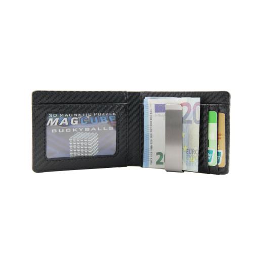 Slim card wallet RFID blocking carbon fiber leather wallet for men