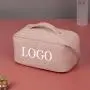 travel storage large capacity wide-open makeup bag pouch waterproof pu leather customized toiletry cosmetic bags for women