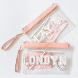Multi-color Transparent Pouch Can Be Diy Chenille Letter Cosmetic Bag Wholesale Cheap File Bag Storage Transparent Travel Bag