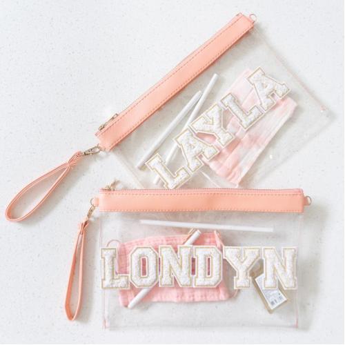 Multi-color Transparent Pouch Can Be Diy Chenille Letter Cosmetic Bag Wholesale Cheap File Bag Storage Transparent Travel Bag