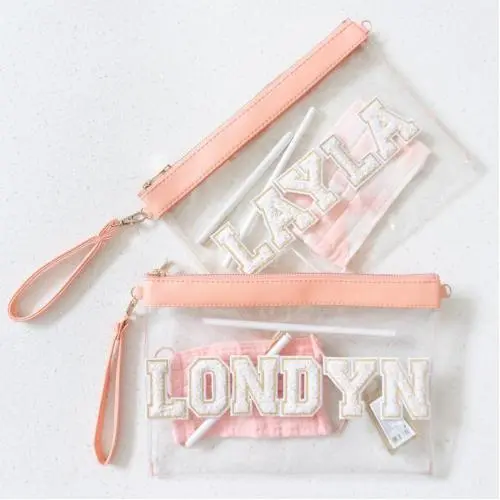 Multi-color Transparent Pouch Can Be Diy Chenille Letter Cosmetic Bag Wholesale Cheap File Bag Storage Transparent Travel Bag