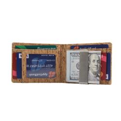 Natural cork slim wallet handmade men rfid blocking front pocket money clip cork wallet