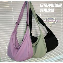 Korean Student Schoolbag Simple Vintage Waffle Messenger Bag Solid Color Fashion Canvas Bag