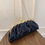 Autumn and winter new blue handbag girl  women banquet party chain bag beaded sequin bag evening bags clutch