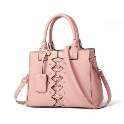 2024 Custom Vegan Leather Bag Handbag For Women Ladies Purse With Rivets Logo Tag