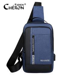 Trendy Fashion Private Label Stylish Business Men Travel Hiking Waterproof Oxford Large Cross Body Chest Messenger Bag With Usb