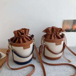 Small Women's Handbag Trendy Fashionable Shoulder Crossbody Bags for Women Contrast Color Texture Pearl Handheld Bucket Bag