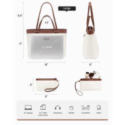 LOVEVOOK 2pc 14 Inch Briefcase large women handbags ladies Office school pu leather shoulder laptop tote bag with compartments