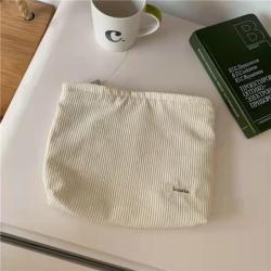 Korean Vintage Corduroy Pen Bag Ladies Canvas Zipper Fashion Makeup Bag Woman Pure Color Mobile Phone Coin Wallet Storage Bag