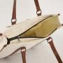 Custom Beige Cream Low MOQ Leather Trim Front Pockets for Women Canvas Personalize Weekender Large Travel Beach Bags and Totes