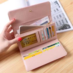 2024 new PU women's wallet long tri-fold Korean style clutch bag buckle diamond crown multi card bag women purses