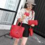 2024 new large-capacity lychee grain handbag shoulder bags European American retro fashion tassel four sets women's bags