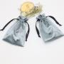 Custom Logo Printed Luxury Gray Satin Pouch Eco-Friendly Drawstring Gift Bag Hair Silk Jewelry Perfume-Customizable Cosmetic