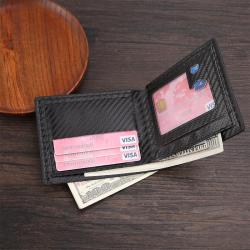 New style carbon fiber pattern large capacity money clip with multiple card slots, simple style, two-fold men's wallet