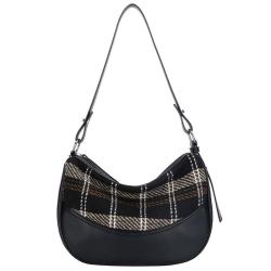 2024 Vegan Leather Women Shoulder Bag Fashion Ladies Sling Bags Crossbody Bag With Top Canvas Design
