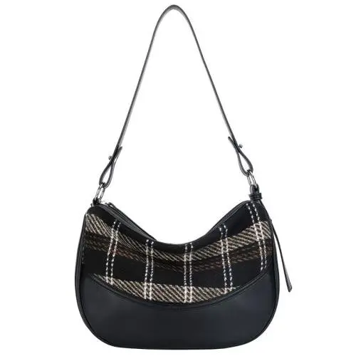2024 Vegan Leather Women Shoulder Bag Fashion Ladies Sling Bags Crossbody Bag With Top Canvas Design