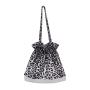 Wholesale women's creative casual rope frilly shopping bag fashion leopard print single shoulder bag nylon patchwork canvas tote