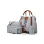 Fac Price Ladies Small Handbags Fashion Weaving Technique 4 Pieces Set-PU Lining Zipper Closure Casual Bucket Square Colorful