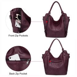 2pcs Retro Fashion Classic PU Shoulder Bag luxury leather strap Hobo Bags Ladies Large Purses and Handbags Set Tote Bag Women