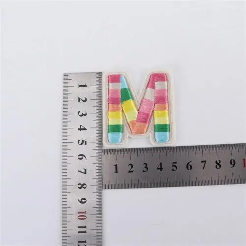 Keymay RTS DIY Personalized A-Z 26 Rainbow Letters Self-Adhesive Alphabet Stickers Letters Embroidered Patches Patch Letters