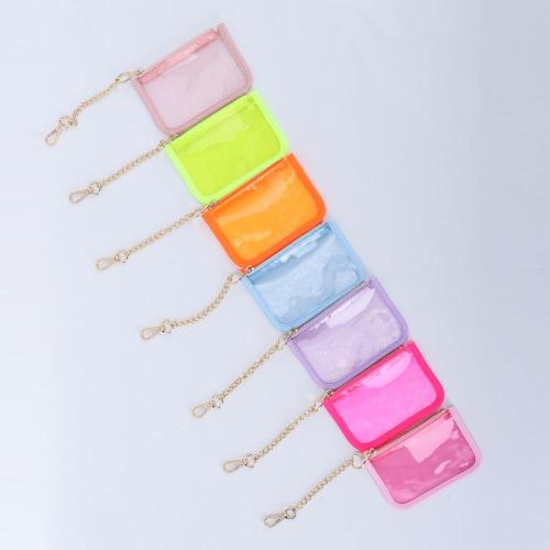Wholesale Money Changes Wallet ID Card Holder Transparent Clear Mini Bag Keychain Cute Coin Purse with Hook Key Holder