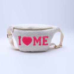 Keymay RTS Small Large Bridesmaid Gift Personalized Chenille Letter Patches Teddy Sherpa Bum Bag Belt Bag Sherpa Waist Bag
