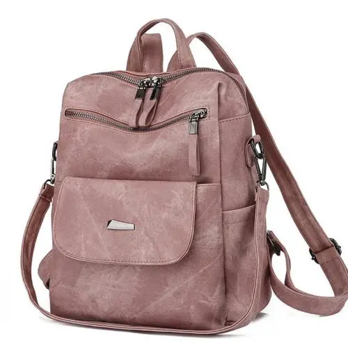 ZR723 New Women Bag Backpack Fashion Good Girl PU Leather Waterproof Schoolbag Female Flip Cover Versatile Travel Crossbody Bag