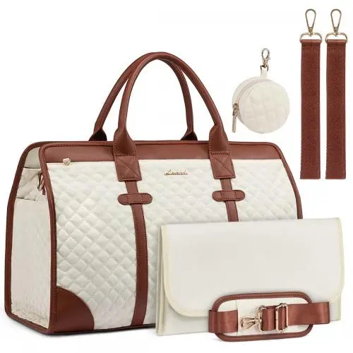 LOVEVOOK 4 in 1 High Quality Diaper Bag Tote with Changing Station & Pacifier Case Stylish Baby Bag for Mom Weekender Travel