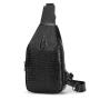 New men's large capacity men's shoulder bags casual crocodile pattern soft PU leather chest bag for men 2024