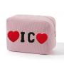 Drop Ship Supported  Designer Cosmetic Eco-Friendly Organizer Corduroy  Pink Make Up Bag Toiletry Bag For Women  Jewelry Pouch