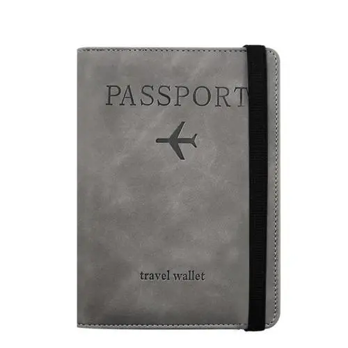 HR244 Strap PU Leather RFID Passport Bag Anti Theft Clip ID Portable Bank Card Holder Daily Matching Solid color Wallet Clip