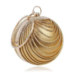 Hot selling crystal tassel round spherical rhinestone party bags gold evening bags supplier woman bags handbags pochette femme
