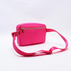 Custom Waterproof Nylon Belt Bag Girls Women Hot Pink Waist Pack Bumbag Back Zipper Mesh Pocket Sports Cell Phone Waist Bag