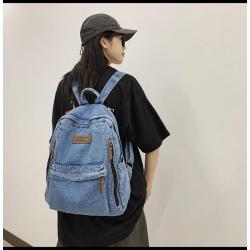 ZW229 Hot Sale Men Women Denim Lightweight Backpack Casual Outdoor Travel Student Shoulder Bag Wholesale Portable Backpack